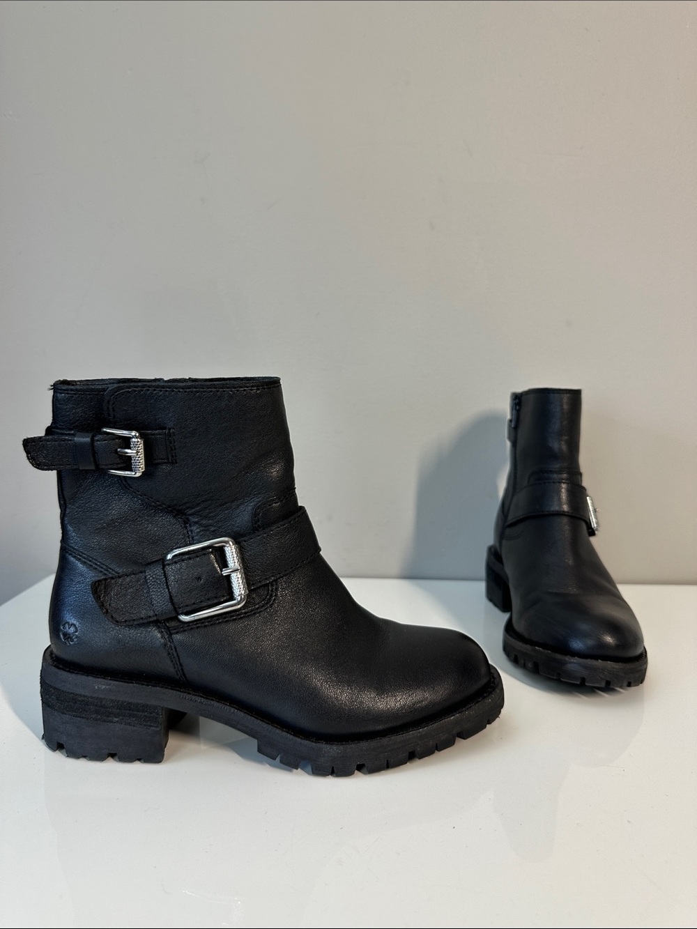 Lucky Brand Taini Black Leather Moto Ankle Boots Size 5.5